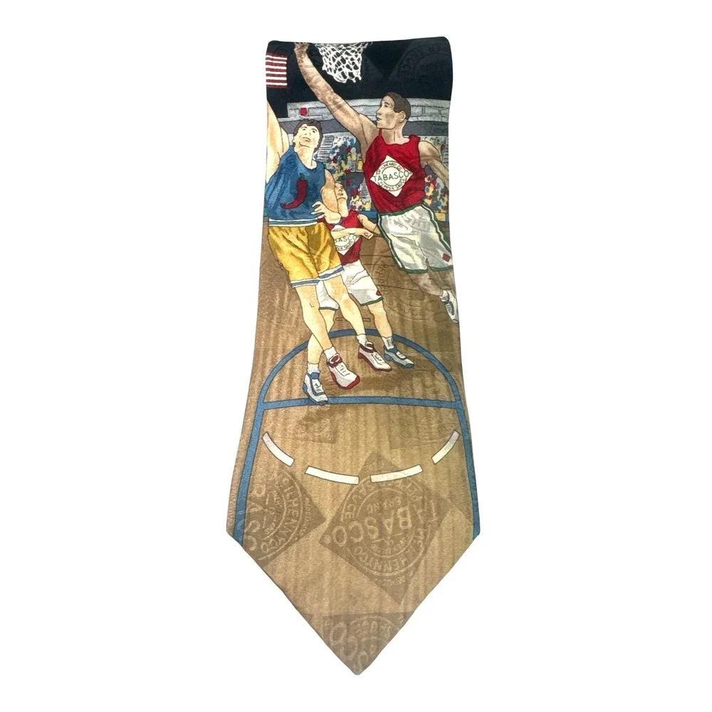 Tabasco Basketball Silk Novelty‎ Tie Made in USA – Retro Scene